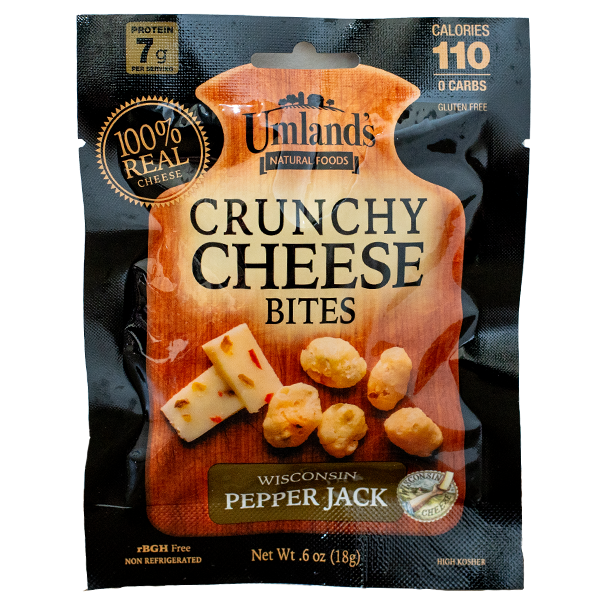 slide 1 of 1, Umland's Crunchy Cheese Bites Wisconsin Pepper Jack, 0.6 oz