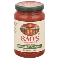 Rao's Homemade Margherita Pizza Sauce | 13 oz | Carb Conscious, Keto Friendly | All Natural | Premium Quality | Slow-Simmered | Made with Italian Whole Peeled Tomatoes, Natural Herbs & Olive Oil
