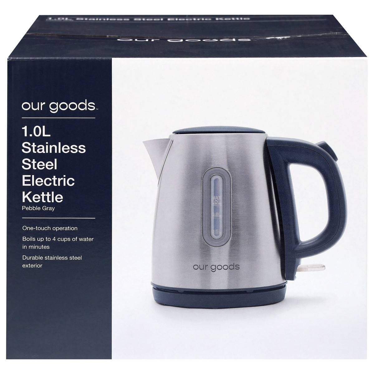 slide 1 of 11, our goods Stainless Steel Water Kettle - Pebble Gray, 1 liter