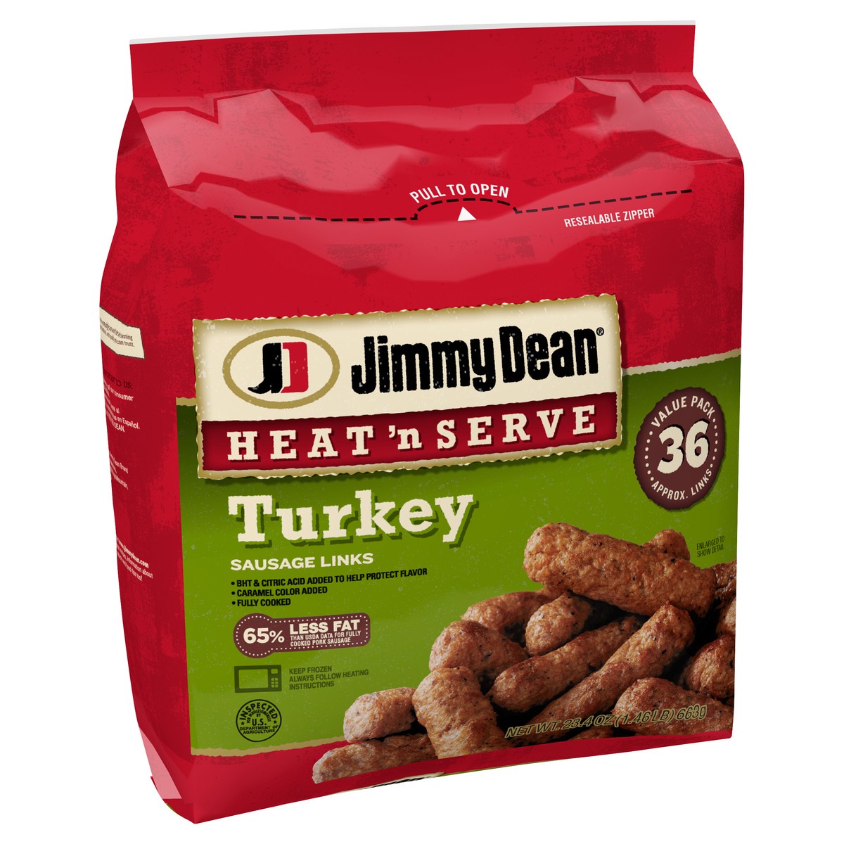 slide 1 of 5, Jimmy Dean Heat 'N Serve Breakfast Turkey Sausage Links, 36 Count, 663.38 g