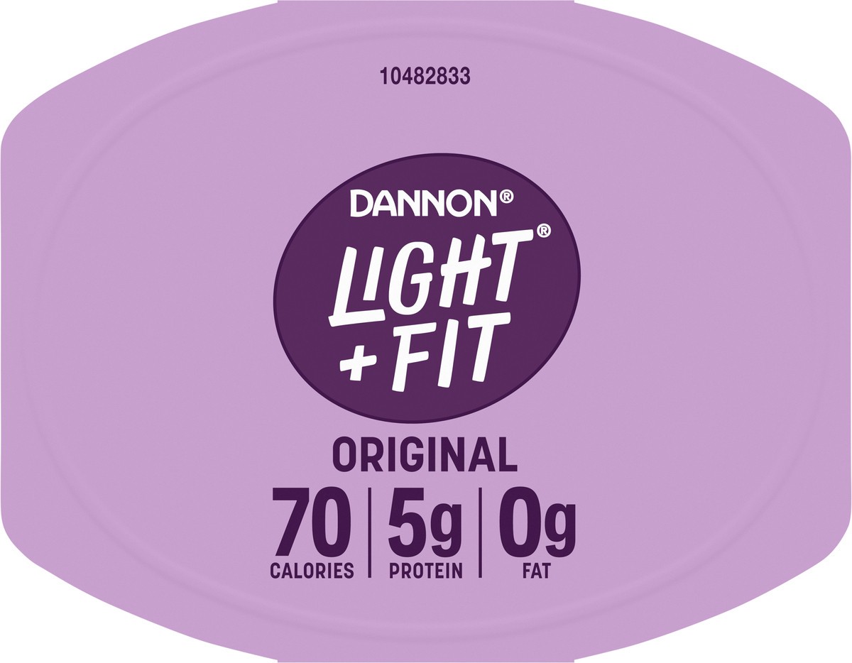 slide 7 of 13, Light + Fit Dannon Light + Fit Peach Original Nonfat Yogurt, 0 Fat and 70 Calories, Creamy and Delicious Peach Yogurt, 5.3 OZ Cup, 5.3 oz