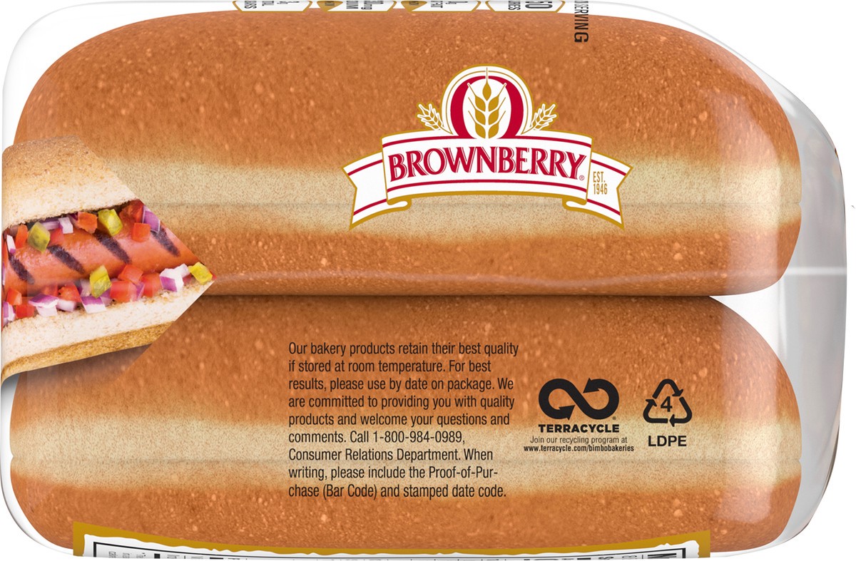 slide 6 of 7, Brownberry Whole Grains 100% Whole Wheat Hot Dog Buns, Soft & Hearty, 8 Buns, 16 oz, 8 ct