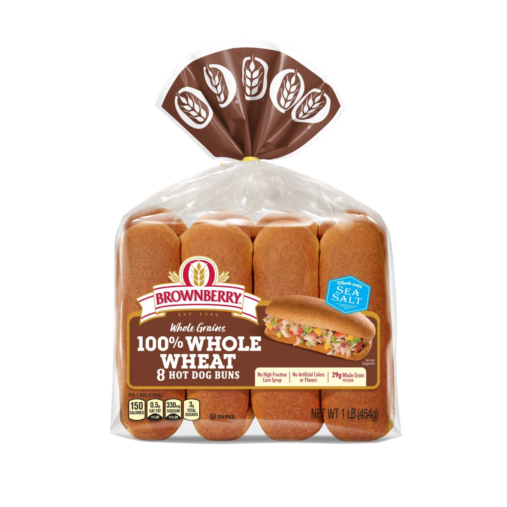 slide 1 of 1, Brownberry 100 Whole Wheat Hot Dog Buns, 16 oz