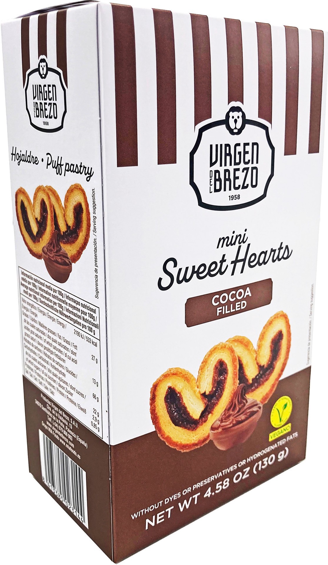 slide 1 of 1, Virgen Del Brezo Cocoa Mini Sweet Hearts, 4.58 oz