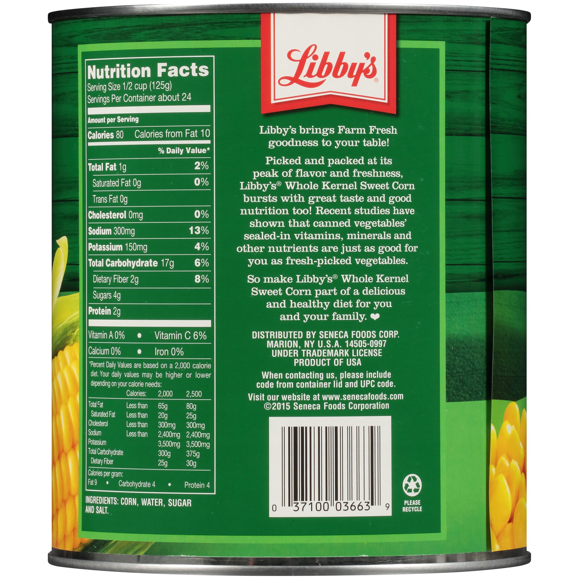 slide 6 of 6, Libby's Whole Kernel Sweet Corn, 102 oz