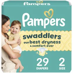 Pampers Swaddlers Diapers, Size 2 (12-18 lbs), 29 Count, Ultra Absorbent Disposable Baby Diaper