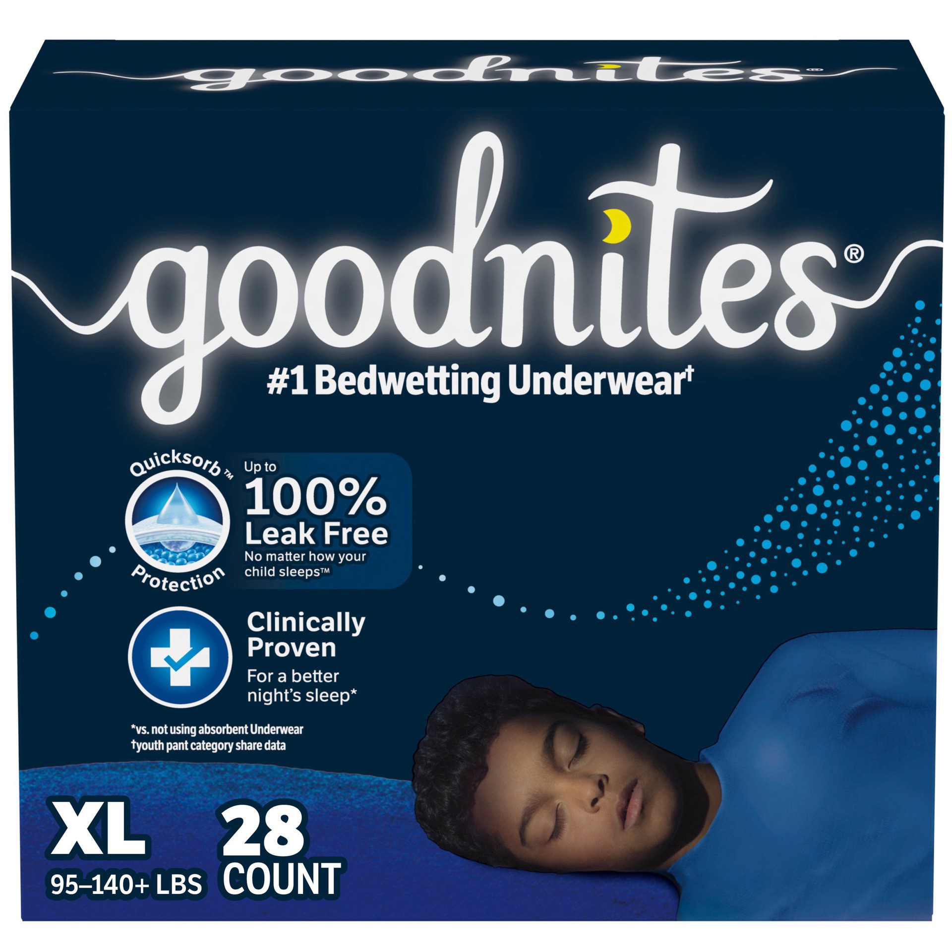 slide 1 of 1, Goodnites Boys' Nighttime Bedwetting Underwear, Size Extra Large (95-140+ lbs), 28 Ct, 28 ct