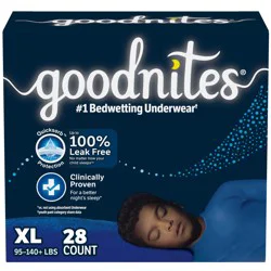 Goodnites Boys' Nighttime Bedwetting Underwear, Size Extra Large (95-140+ lbs), 28 Ct