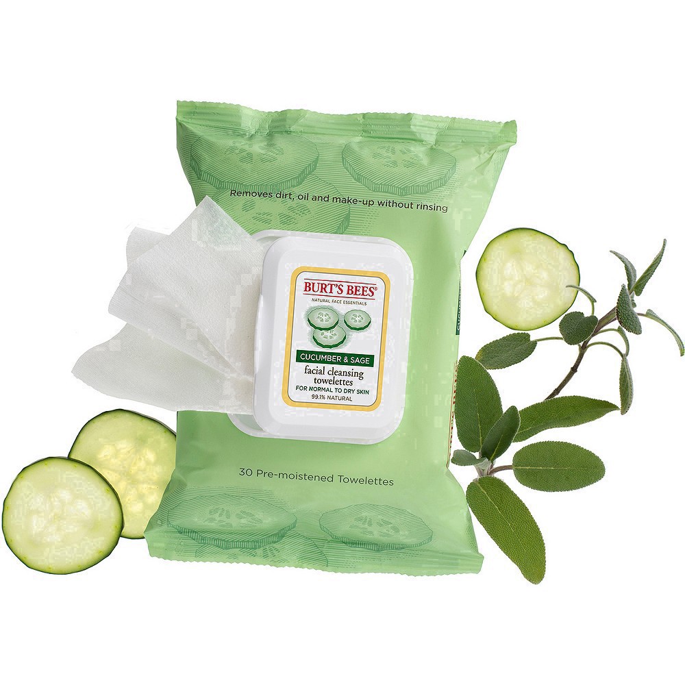 slide 55 of 134, Burt's Bees Normal To Dry Skin Facial Cleansing Towelettes With Cucumber & Sage Extracts, 30 ct