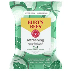 Burt's Bees Refreshing Pre-moistened with Cucumber & Mint Scent Facial Cleanser Towelettes