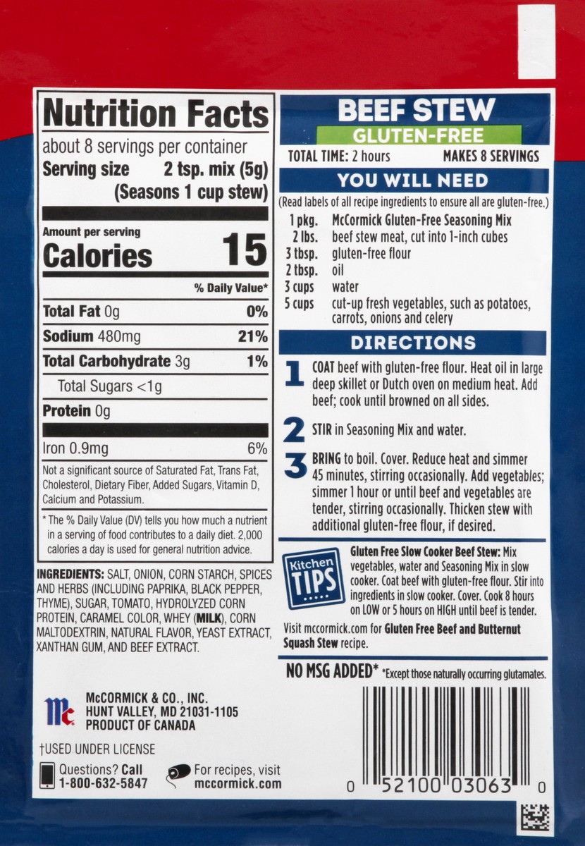 slide 9 of 10, McCormick Beef Stew Seasoning Mix, 1.37 oz