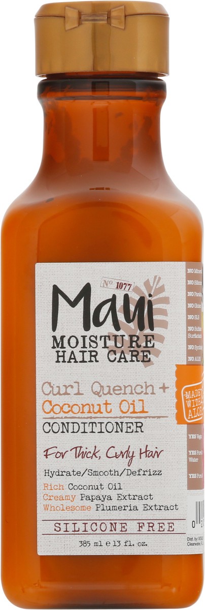 slide 2 of 9, Maui Moisture Curl Quench + Coconut Oil Curl-Defining Anti-Frizz Conditioner to Hydrate and Detangle Tight Curly Hair, Softening Conditioner, Vegan, Silicone & Paraben-Free, 13 Fl Oz, 13 fl oz