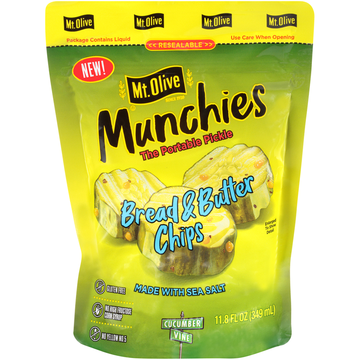 slide 1 of 17, Mt. Olive Munchies Bread & Butter Pickle Chips, 11.8 fl oz