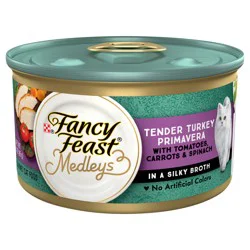 Purina Fancy Feast Wet Cat Food, Medleys Tender Turkey Primavera With Tomatoes, Carrots and Spinach in Broth