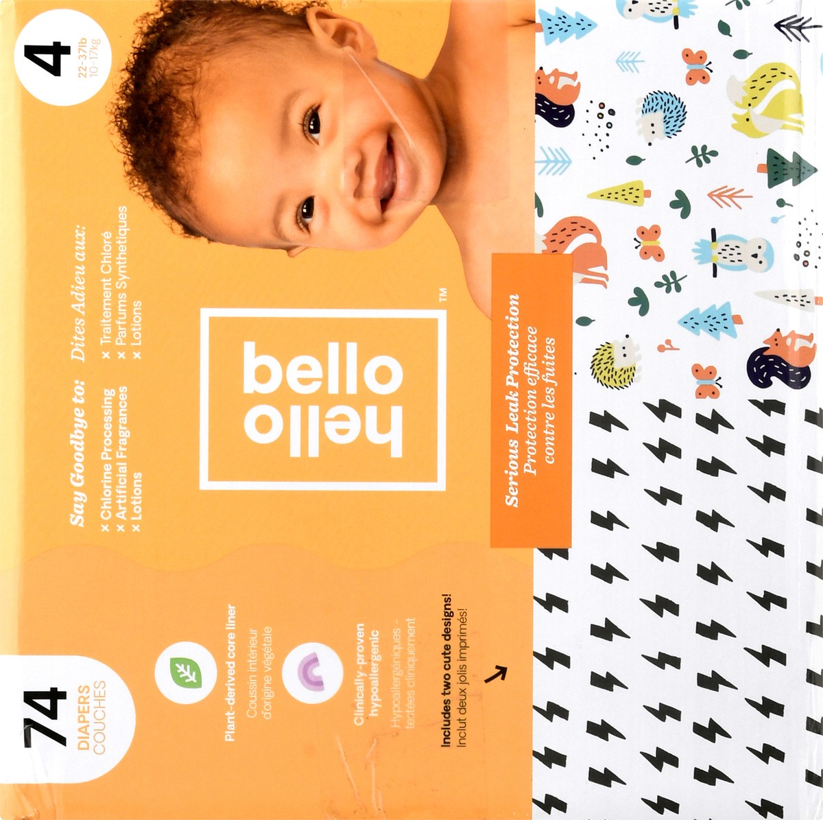 slide 8 of 9, Hello Bello 4 (22-37 lb) Diapers 74 ea, 74 ct