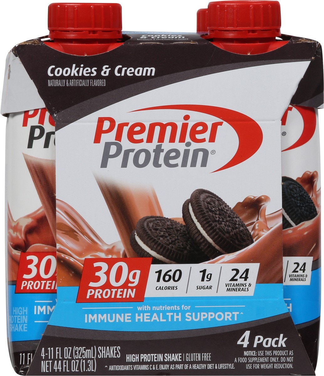 slide 7 of 13, Premier Protein Nutritional Shake - Cookies & Cream - 11 fl oz/4pk, 4 ct; 11 fl oz