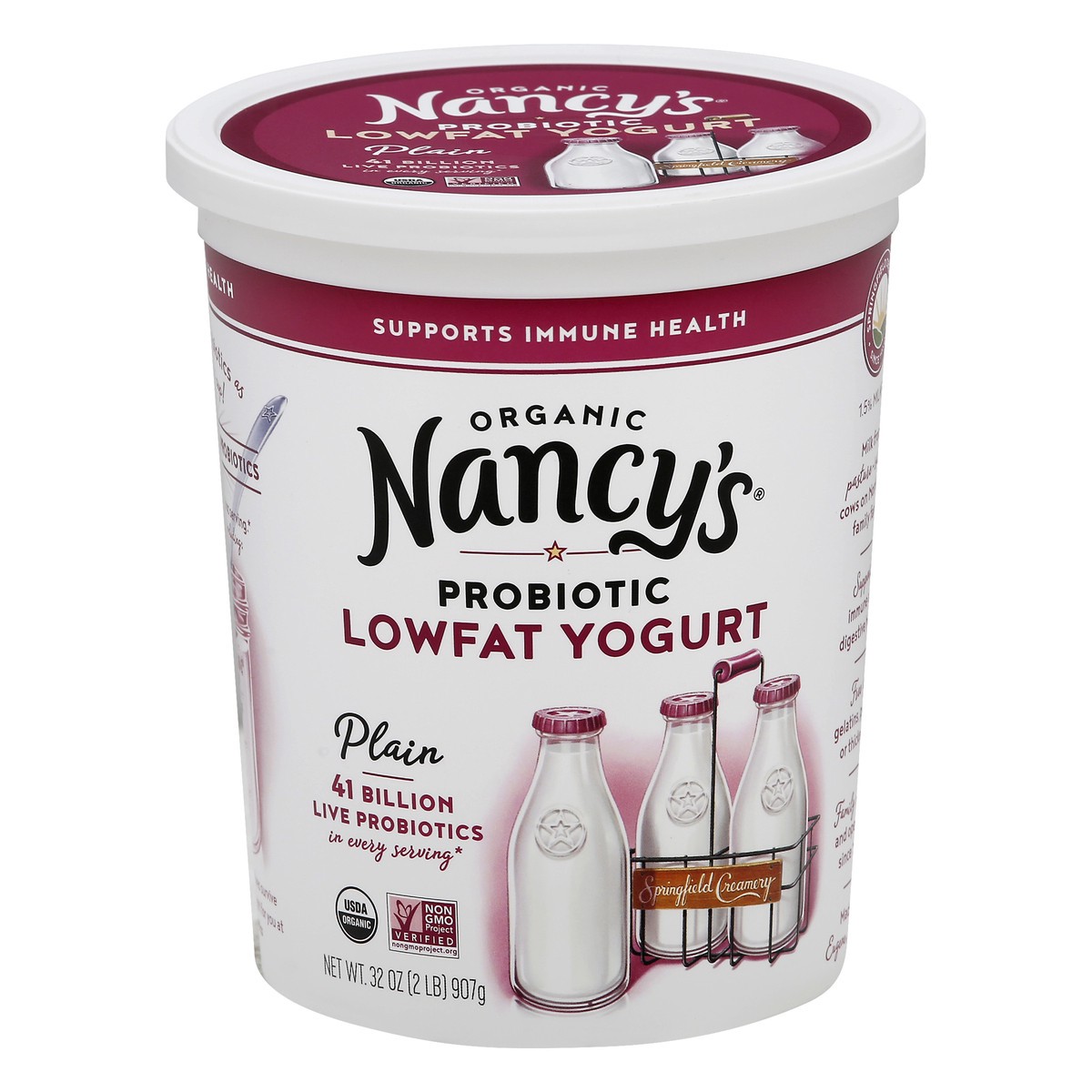 slide 5 of 13, Nancy's Organic Probiotic Lowfat Plain Yogurt 32 oz, 32 oz