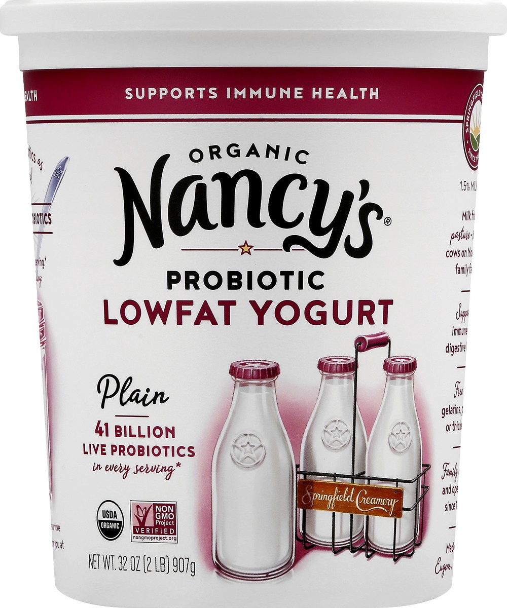slide 11 of 13, Nancy's Organic Probiotic Lowfat Plain Yogurt 32 oz, 32 oz