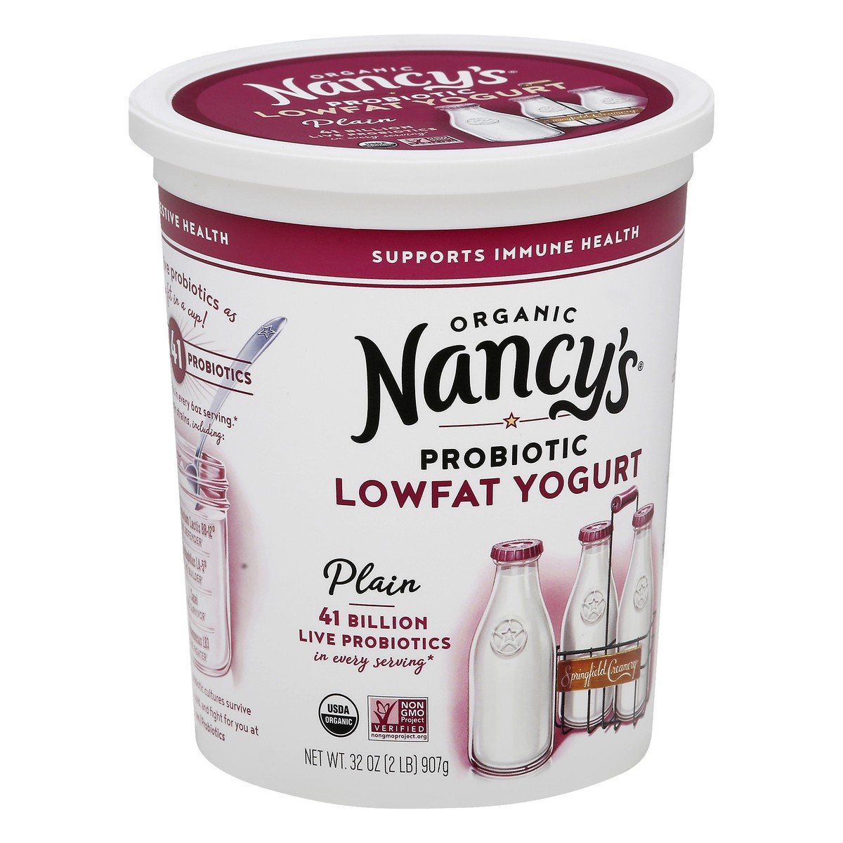 slide 9 of 13, Nancy's Organic Probiotic Lowfat Plain Yogurt 32 oz, 32 oz