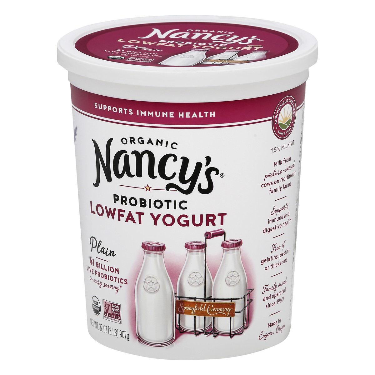 slide 13 of 13, Nancy's Organic Probiotic Lowfat Plain Yogurt 32 oz, 32 oz