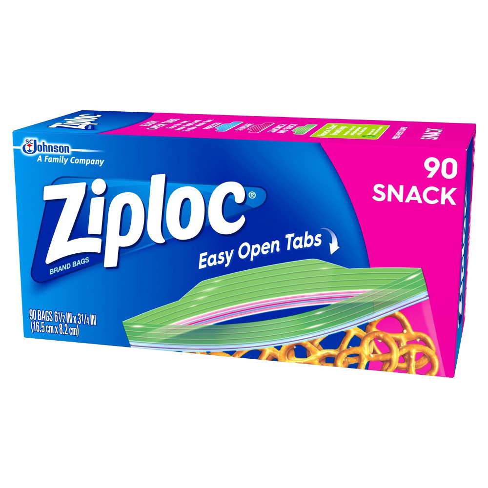 slide 4 of 9, Ziploc Snack Bags with EasyGuide™ Texture, 90 Count, 90 ct