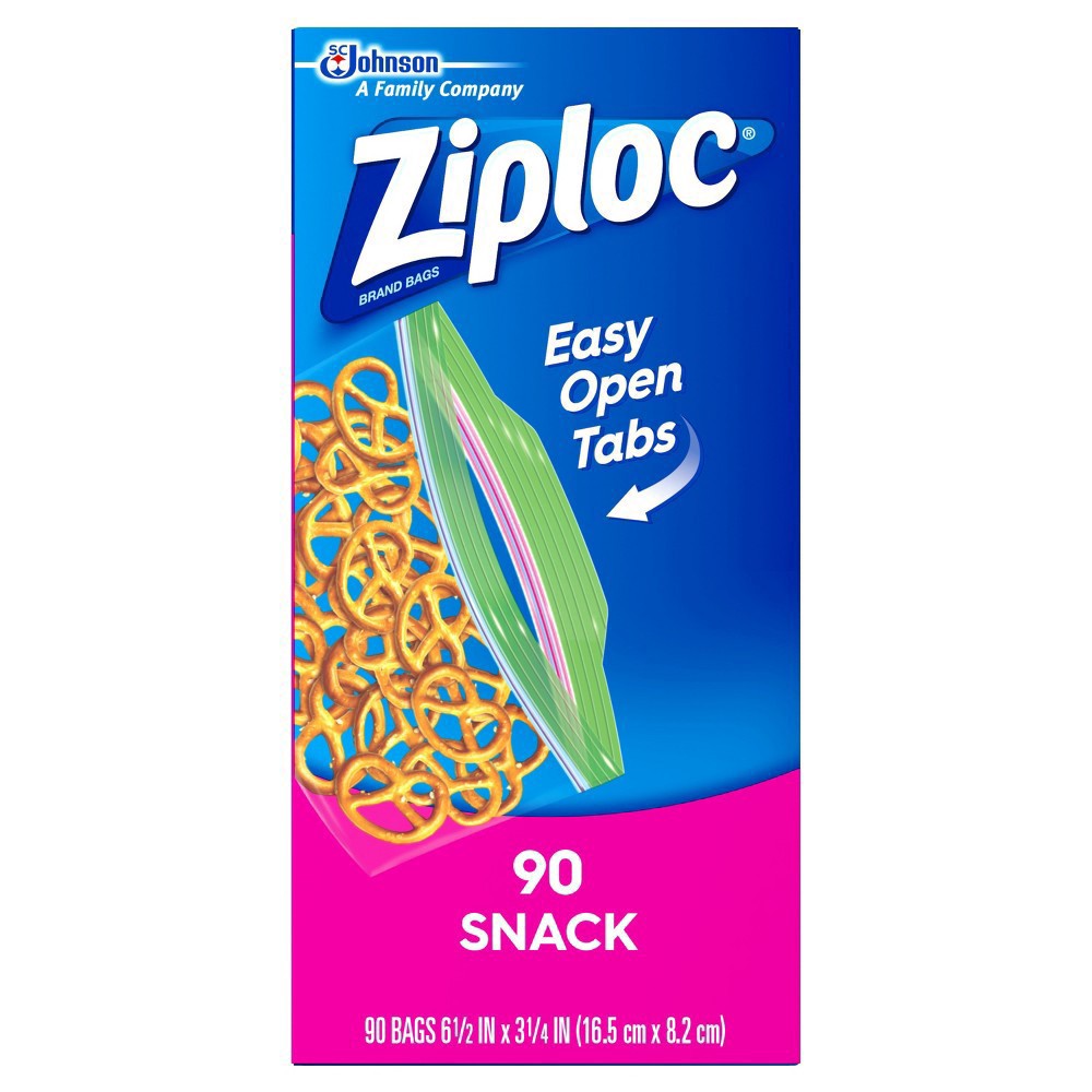 slide 2 of 9, Ziploc Snack Bags with EasyGuide™ Texture, 90 Count, 90 ct