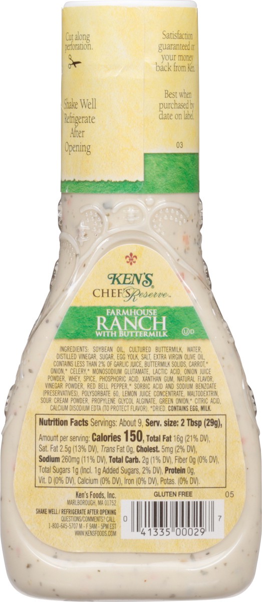 slide 11 of 11, Ken's Steak House Chef's Reserve Farmhouse Ranch with Buttermilk Dressing 9 fl oz, 9 fl oz