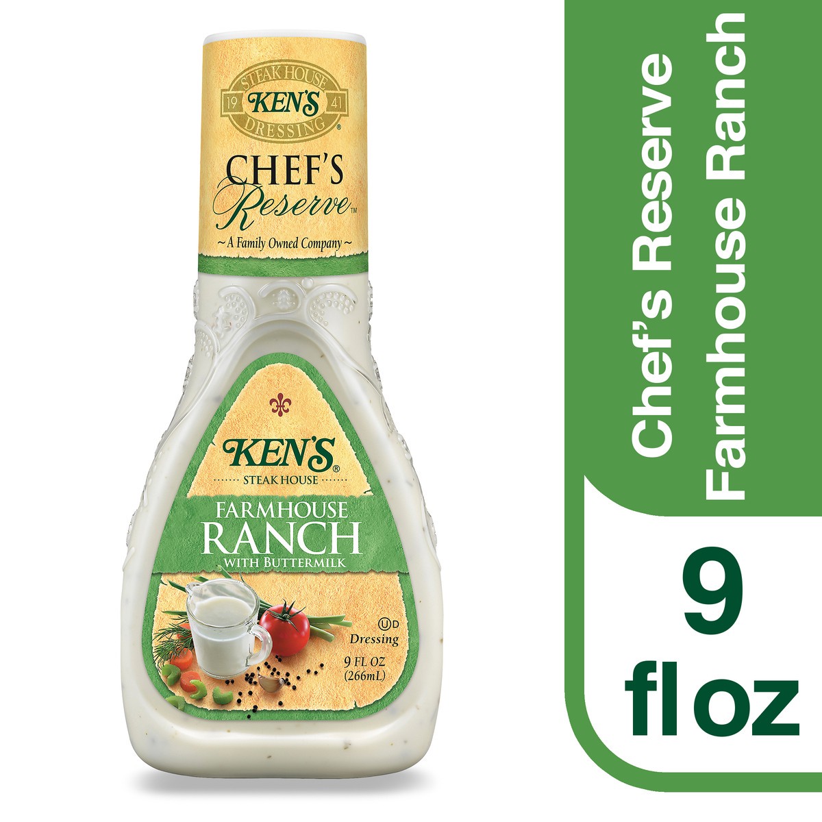 slide 1 of 11, Ken's Steak House Chef's Reserve Farmhouse Ranch with Buttermilk Dressing 9 fl oz, 9 fl oz