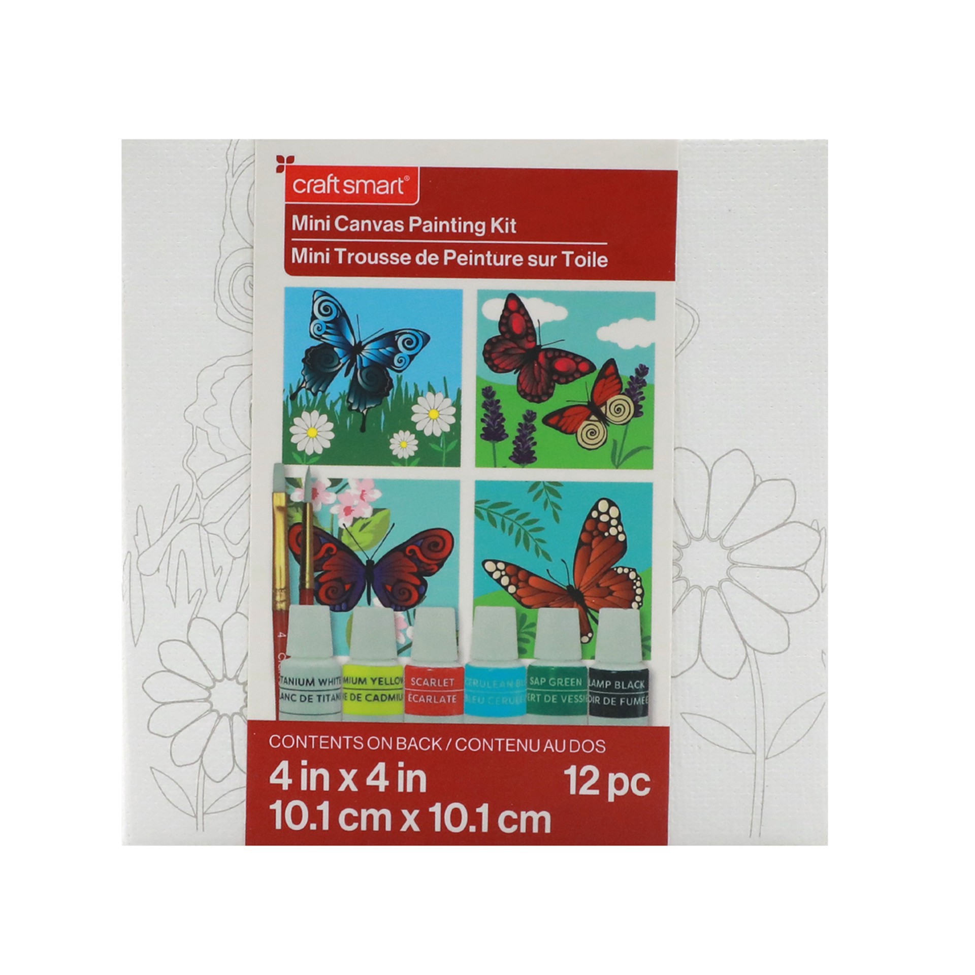 slide 3 of 8, Butterflies Mini Canvas Painting Kit By Craft Smart, 4 in x 4 in