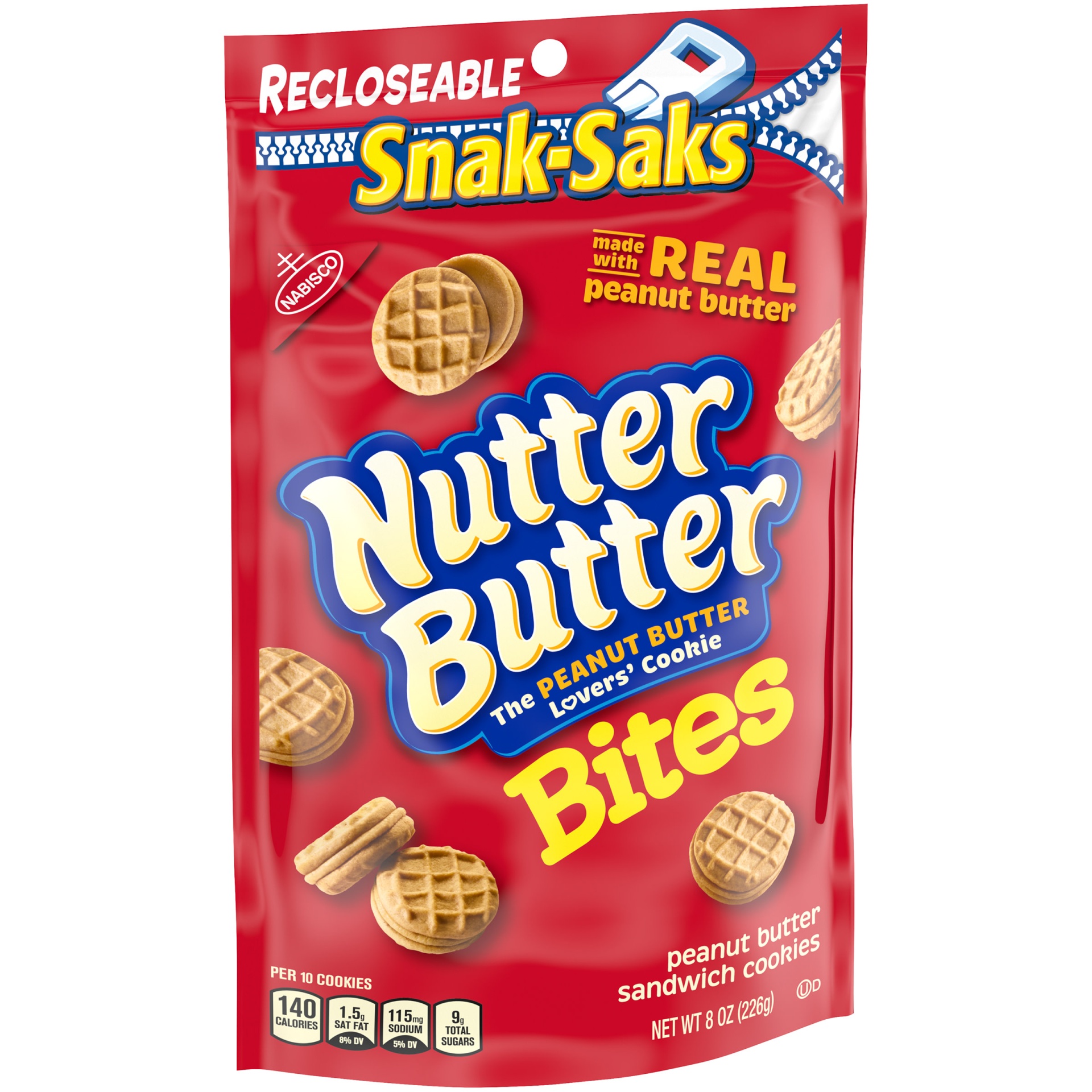 slide 2 of 2, Nutter Butter Bites Peanut Butter Sandwich Cookies, Snack Pack Snak-Sak, 8 oz
