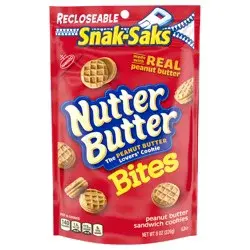 Nutter Butter Bites Peanut Butter Sandwich Cookies, Snack Pack, 8 oz Snak-Sak