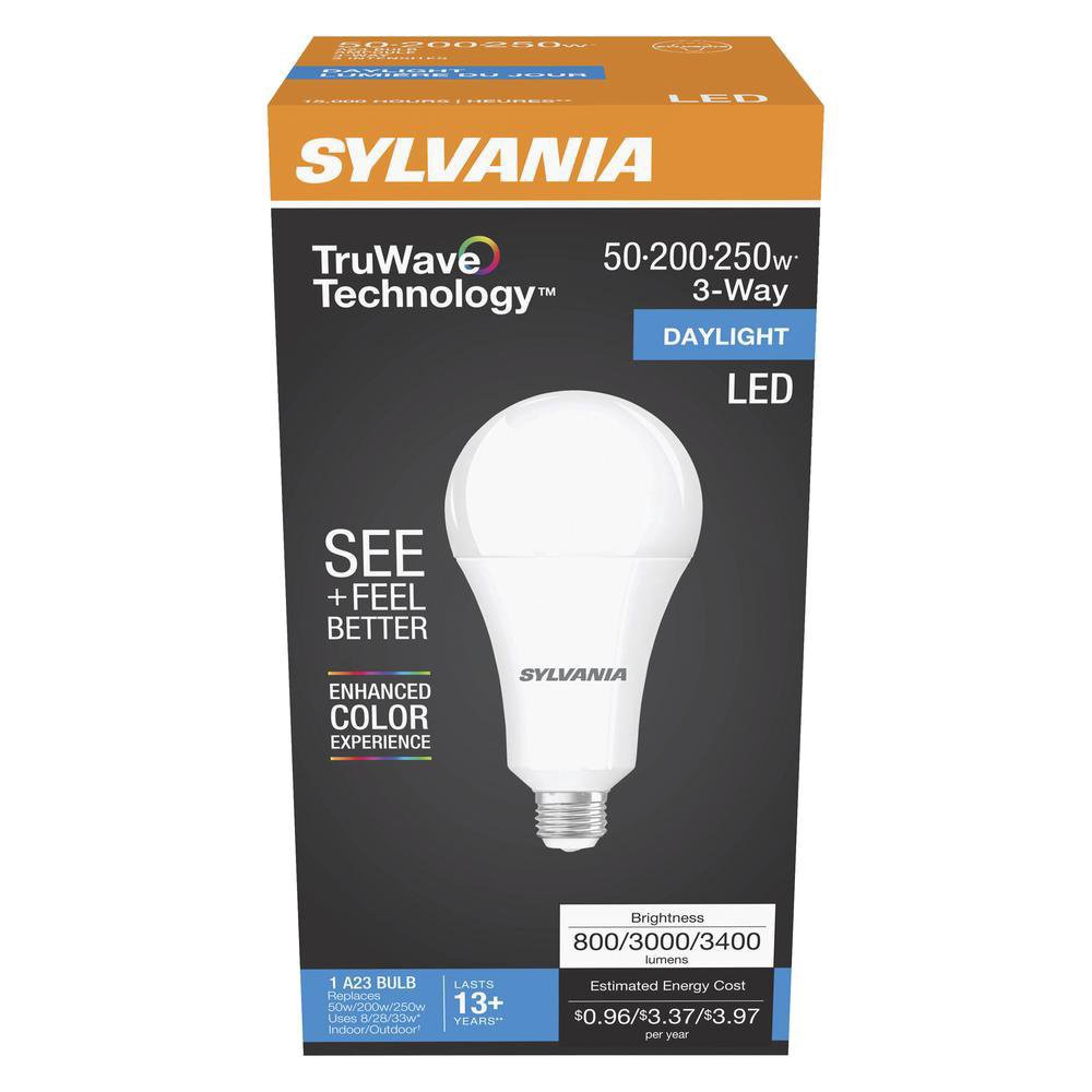 slide 1 of 1, Sylvania TruWave A23 3-Way LED Light Bulb - Daylight, 1 ct