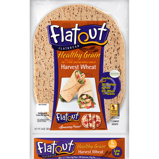 slide 1 of 1, Flatout Flatbread Harvest Wheat Bread, 7 ct; 14 oz