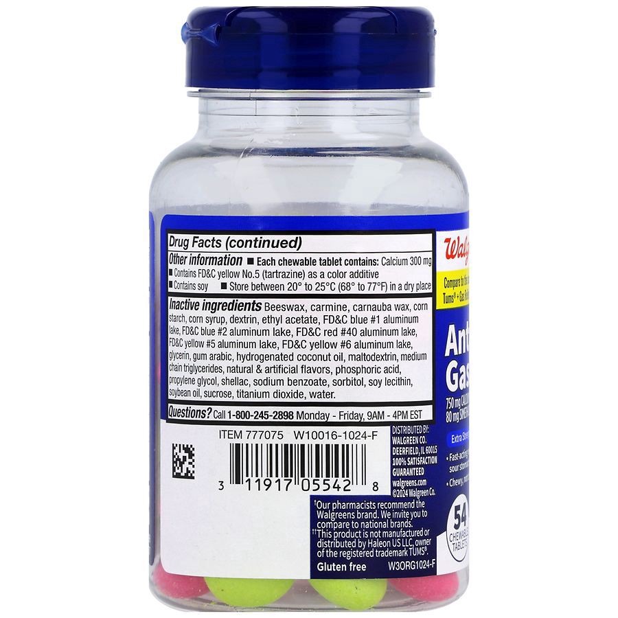 slide 2 of 5, Walgreens Antacid + Gas Relief Bites Berry & Lime, 54 ct