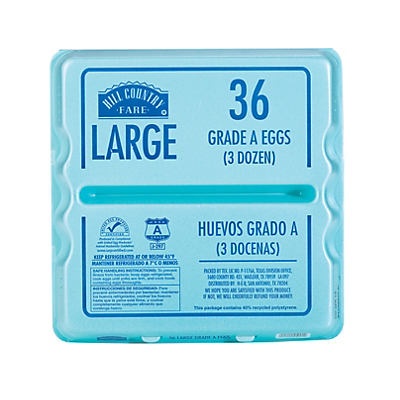 slide 1 of 1, Hill Country Fare Grade A Large Eggs, 36 ct