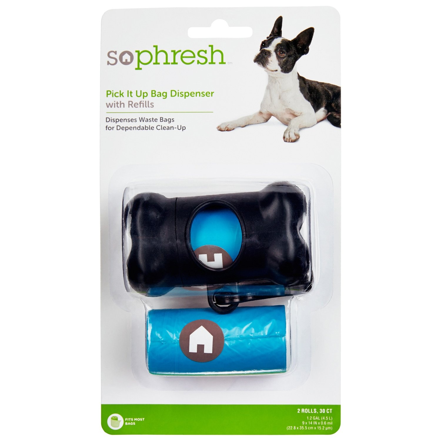 slide 1 of 1, So Phresh Pick It Up Bone Shaped Dog Bag Dispenser with Refill, 1 ct