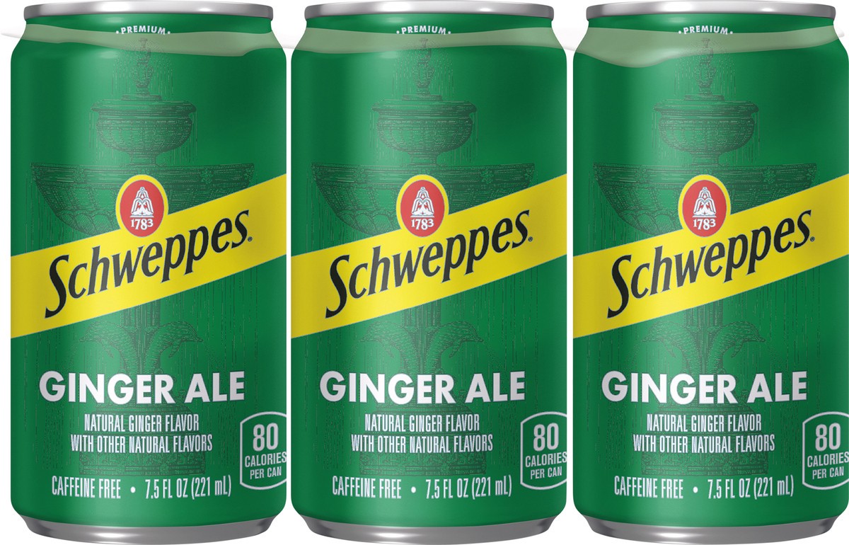 slide 5 of 7, Schweppes Ginger Ale Soda, 7.5 fl oz cans, 6 pack, 6 ct