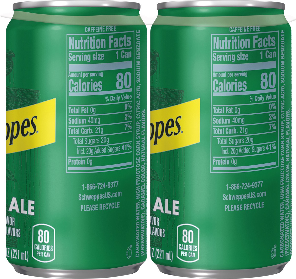 slide 3 of 7, Schweppes Ginger Ale Soda, 7.5 fl oz cans, 6 pack, 6 ct