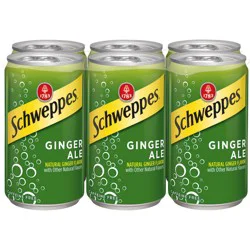 Schweppes Ginger Ale Soda, 7.5 fl oz cans, 6 pack