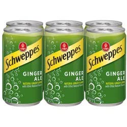 Schweppes Ginger Ale Soda, 7.5 fl oz cans, 6 pack