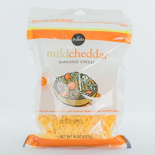 slide 1 of 1, Publix Mild Cheddar Shredded Cheese, 8 oz