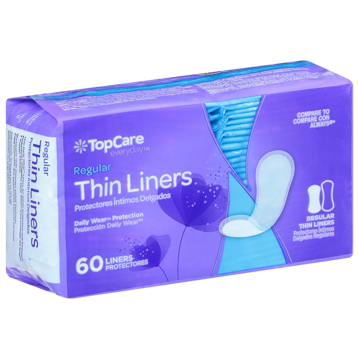 slide 4 of 20, TopCare Everyday Thin Regular Liners 60 Each, 60 ct
