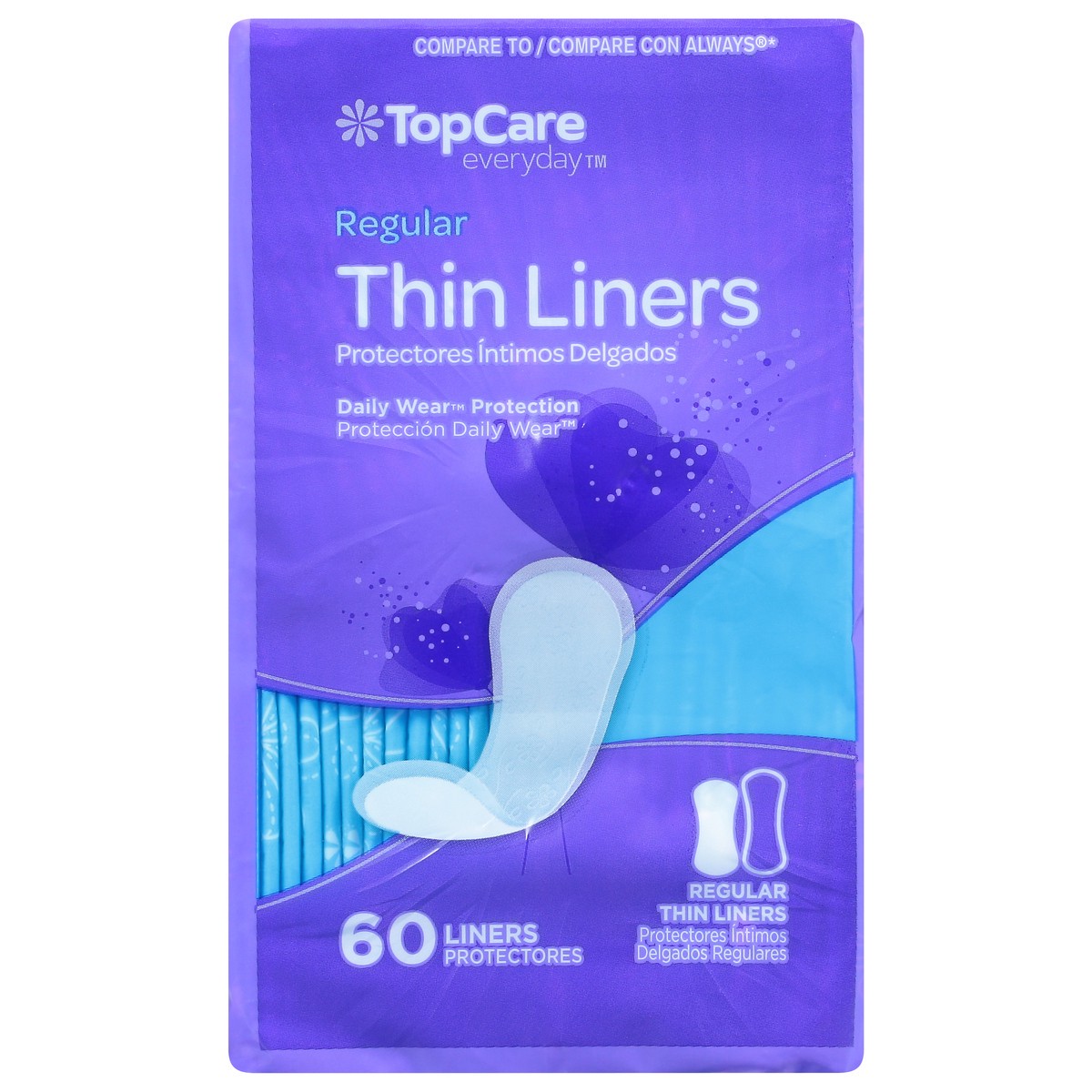 slide 2 of 20, TopCare Everyday Thin Regular Liners 60 Each, 60 ct