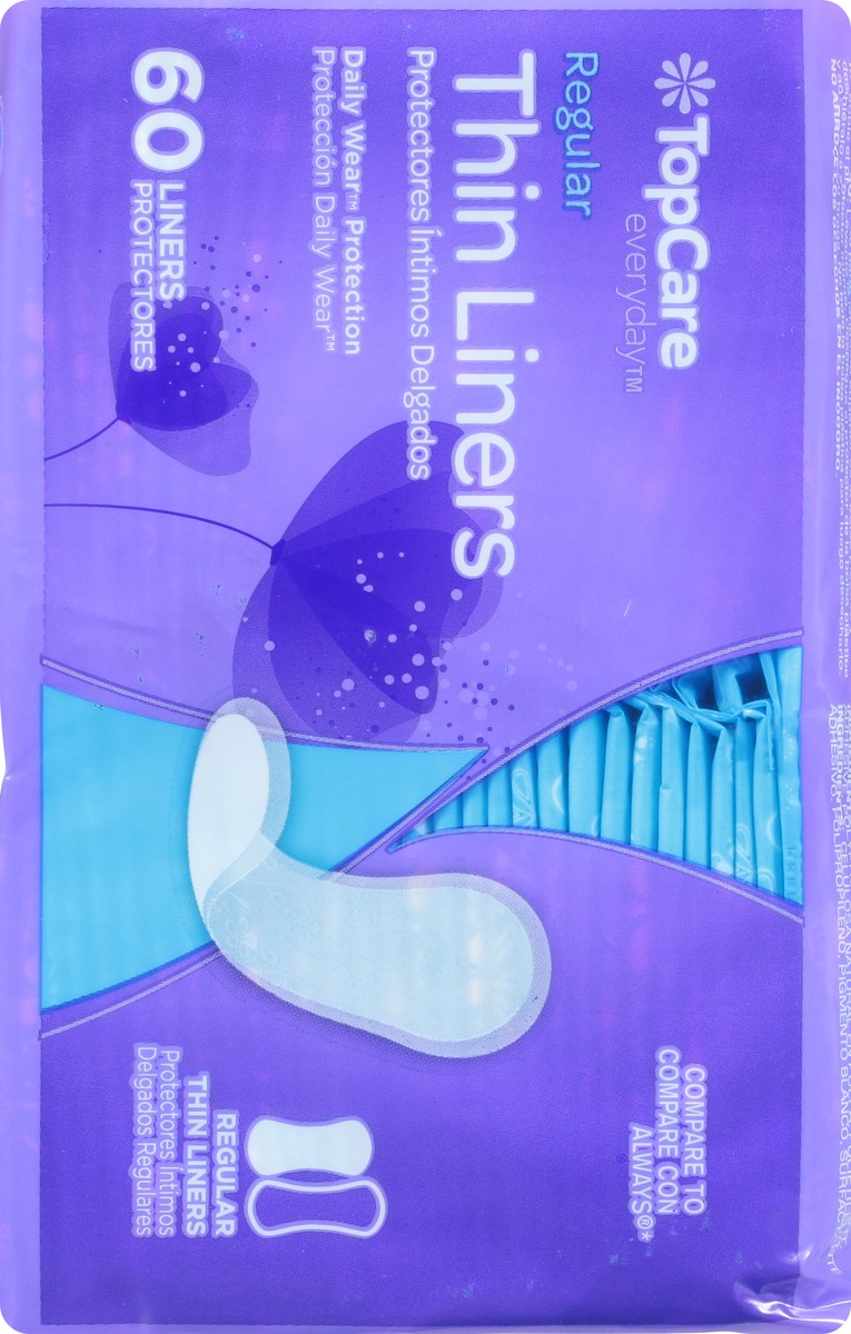 slide 14 of 20, TopCare Everyday Thin Regular Liners 60 Each, 60 ct