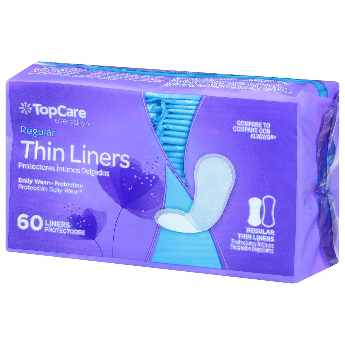 slide 13 of 20, TopCare Everyday Thin Regular Liners 60 Each, 60 ct