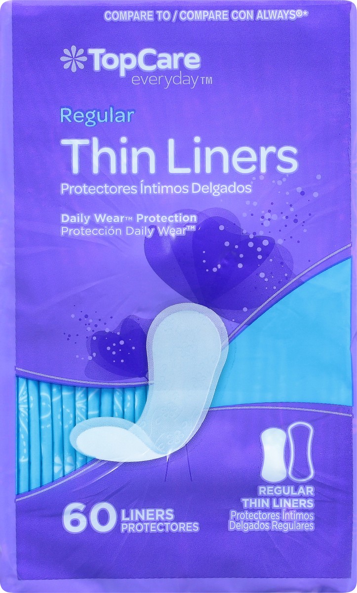 slide 19 of 20, TopCare Everyday Thin Regular Liners 60 Each, 60 ct