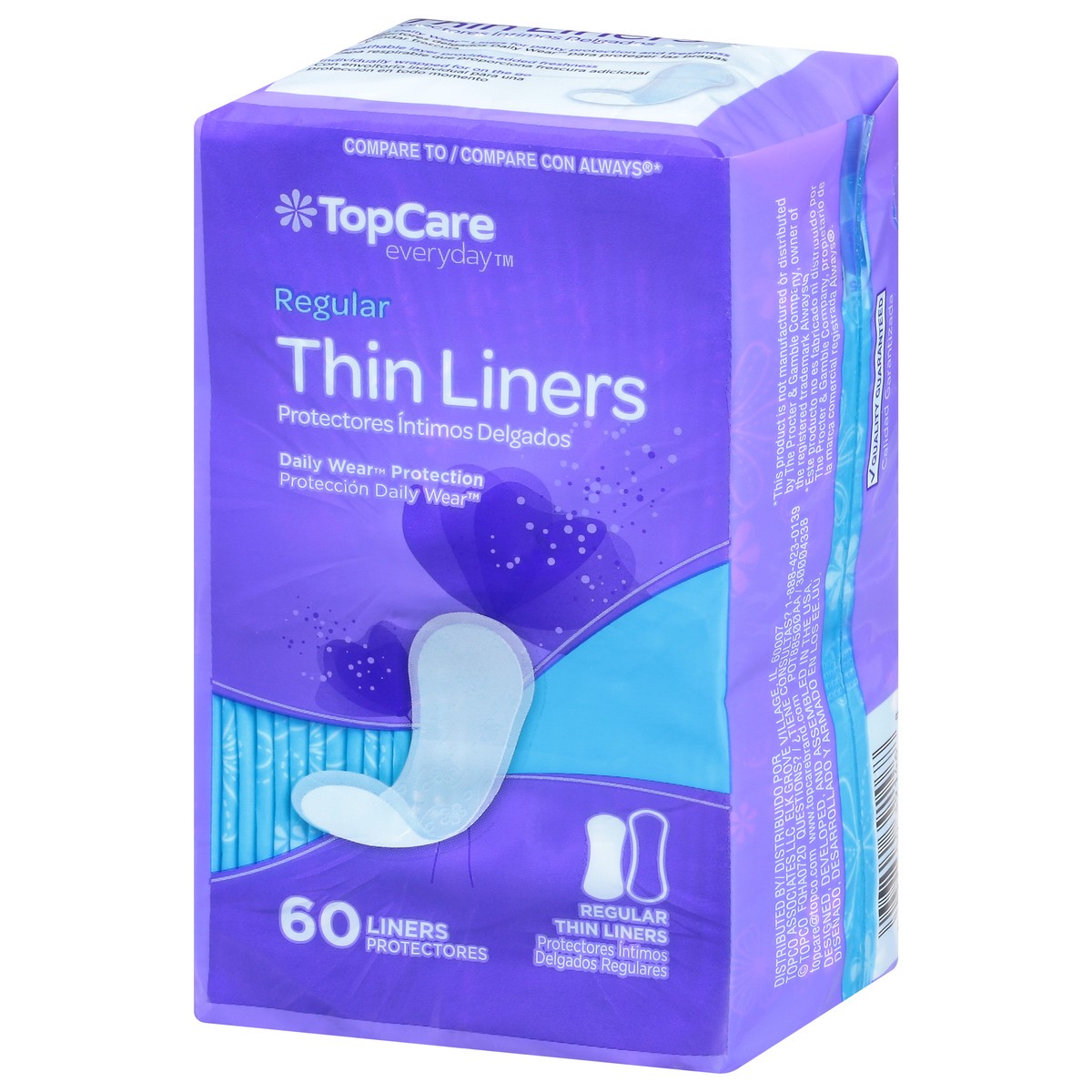 slide 18 of 20, TopCare Everyday Thin Regular Liners 60 Each, 60 ct