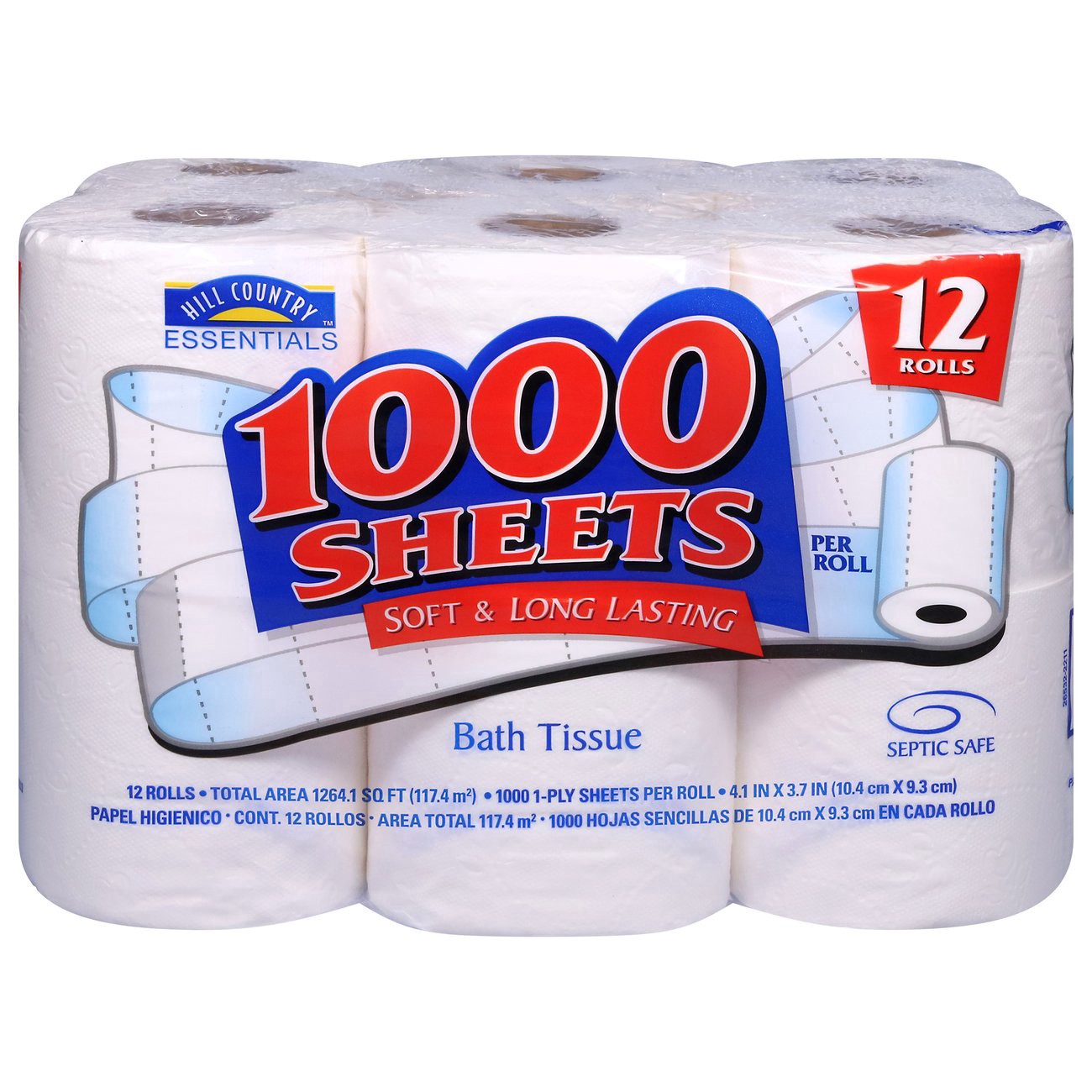 slide 1 of 1, Hill Country Fare 1000 Sheets Toilet Paper, 12 ct