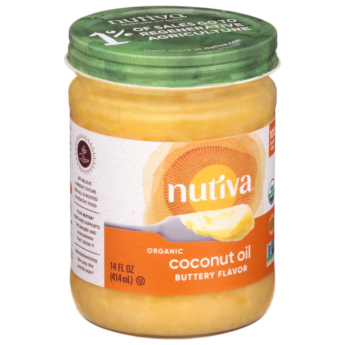 slide 6 of 9, Nutiva Organic Buttery Flavor Coconut Oil 14 fl oz, 14 fl oz