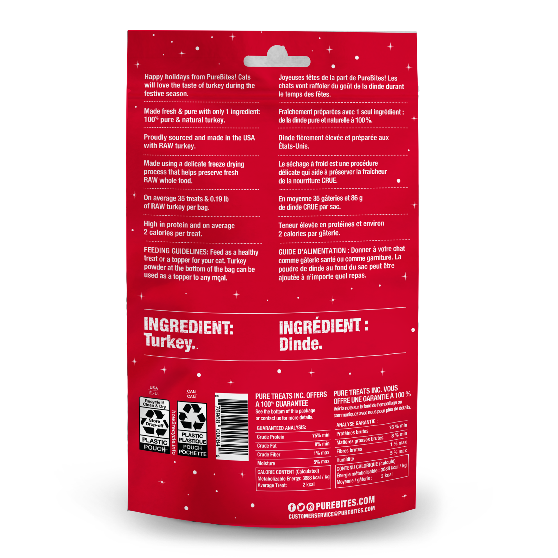 slide 2 of 5, PureBites Holiday Freeze Dried Turkey Cat Treats 23g | 1 Ingredient | Made in USA, 23 g